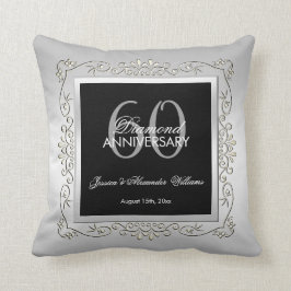 Cojín Decorativo Elegante aniversario de Boda plateado 60.
