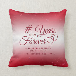 Cojín Decorativo Elegante Aniversario del Ruby AÑOS EN SIEMPRE