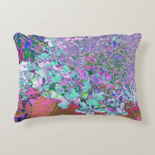 Cojín Decorativo Elegante Aqua y Purple Limelight Hydrangea Detalle