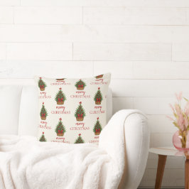 Cojín Decorativo Elegante árbol de Navidad – cinta roja