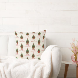 Cojín Decorativo Elegante árbol de Navidad – cinta roja