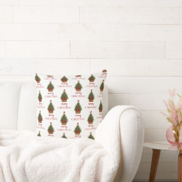 Cojín Decorativo Elegante árbol de Navidad – cinta roja