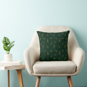 Cojín Decorativo Elegante Árbol de Navidad Dorado Minimalista