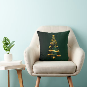 Cojín Decorativo Elegante árbol de Navidad dorado minimalista Salud