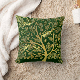 Cojín Decorativo Elegante Árbol De Oro De Vida Foliage Feliz Navida