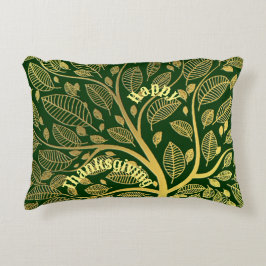 Cojín Decorativo Elegante Árbol De Oro De Vida Verde Feliz Día De G