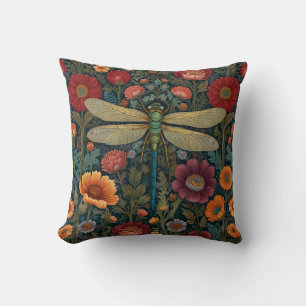 Cojín Decorativo Elegante arte nuevo otoñal floral Libélula