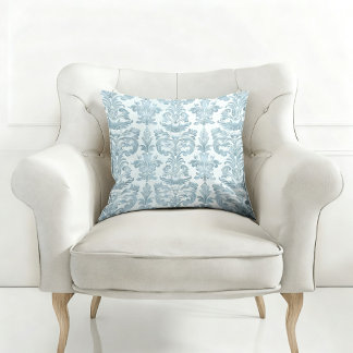 COJÍN DECORATIVO ELEGANTE AZUL ESTAMPADO VINTAGE