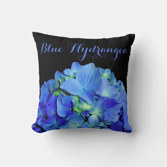 Cojín Decorativo Elegante azul floral rosas azul hortensias azules (Anverso)