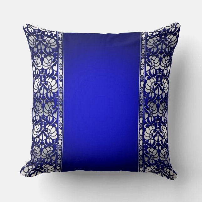 Cojín Decorativo Elegante azul y plateado (Anverso)