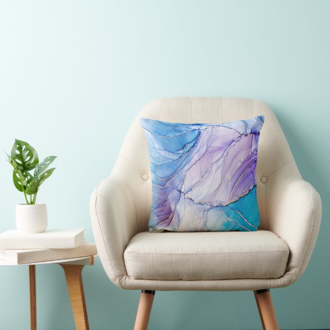 Cojín Decorativo Elegante azul y púrpura (Silla)