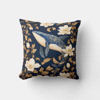 Elegante ballena azul William Morris inspirado en