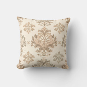 Cojín Decorativo Elegante beige damasco vintage casa de campo franc