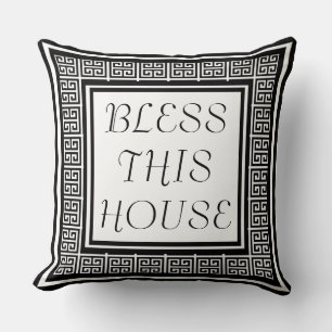 Cojín Decorativo Elegante Bendice Esta Casa Patrón de llave griega