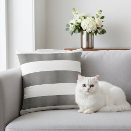 Cojín Decorativo Elegante blanco rayado y plata metálica falsa