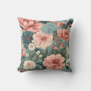 Cojín Decorativo Elegante Blue Pink Spring Garden Floral