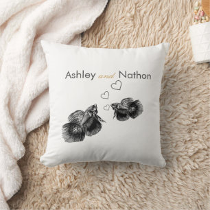 Cojín Decorativo Elegante Boda de peces de color oro negro