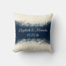 Cojín Decorativo Elegante Boda de Perlas y Encajes Personalizados