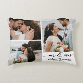 Cojín Decorativo elegante boda de señor y señora collage de 3 fotos