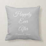 Cojín Decorativo Elegante Boda gris y blanco feliz nunca después<br><div class="desc">Elegante Boda gris y blanco feliz nunca después del Cojín decorativo</div>
