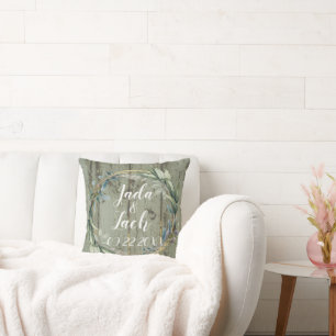 Cojín Decorativo Elegante Boda Rústico de Leafy Wreath