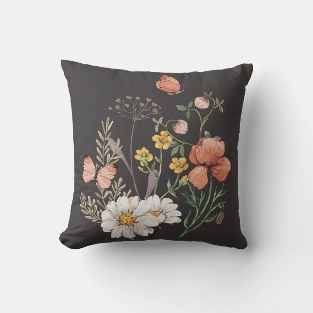 Cojín Decorativo Elegante Boho Floral Wildflowers (Anverso)