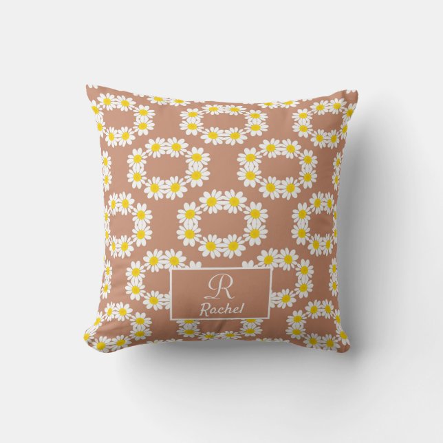 Cojín Decorativo Elegante Boho Monograma Terracotta (Anverso)
