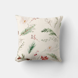 Cojín Decorativo Elegante Boho Navidad Poinsettia Pino