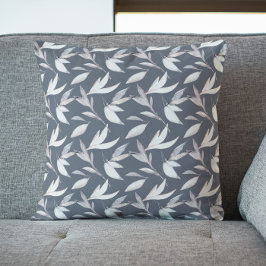 Cojín Decorativo Elegante Botánico Gris Moderno con Hojas 