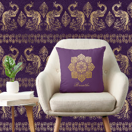 Cojín Decorativo Elegante Breathe Purple and Gold Mandala