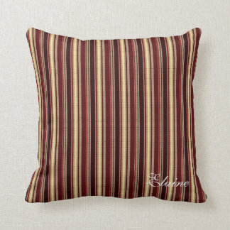 Cojín Decorativo Elegante Burgundy Beige Stripes Personalizado Mono