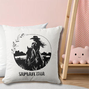 Cojín Decorativo Elegante caballo country vaquera occidental ecuest
