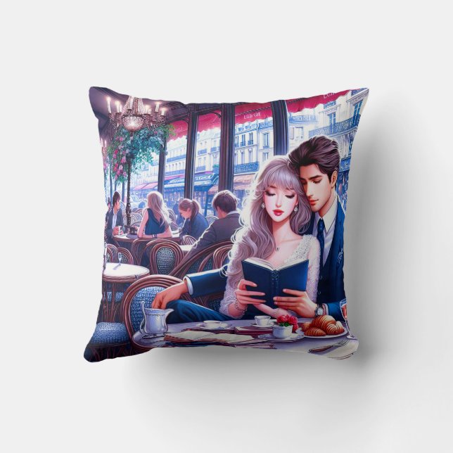 Cojín Decorativo Elegante Cafe Parisiense Fecha: Un Escape Romántic (Reverso)