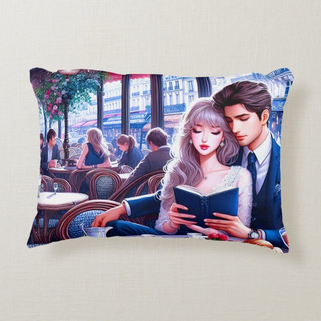 Cojín Decorativo Elegante Cafe Parisiense Fecha: Un Escape Romántic (Reverso)