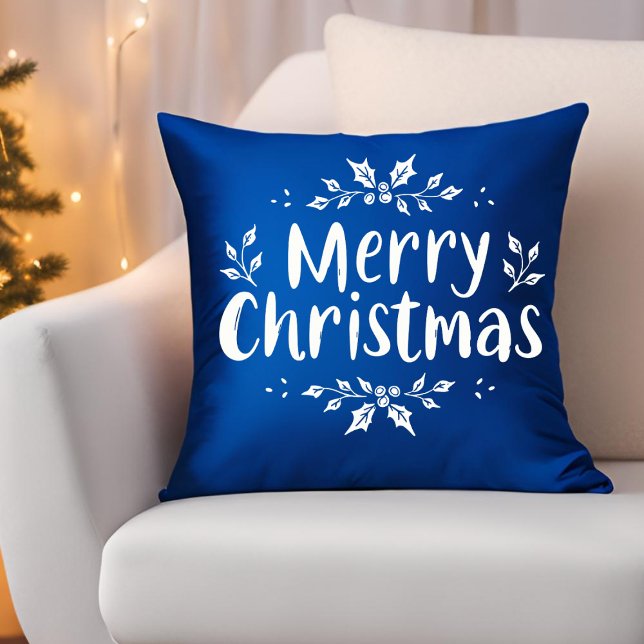 Cojín Decorativo Elegante caligrafía Feliz Navidad Holly Berries (Subido por el creador)