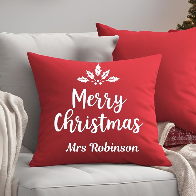 Cojín Decorativo Elegante caligrafía Feliz Navidad Personalizado Ro (Subido por el creador)