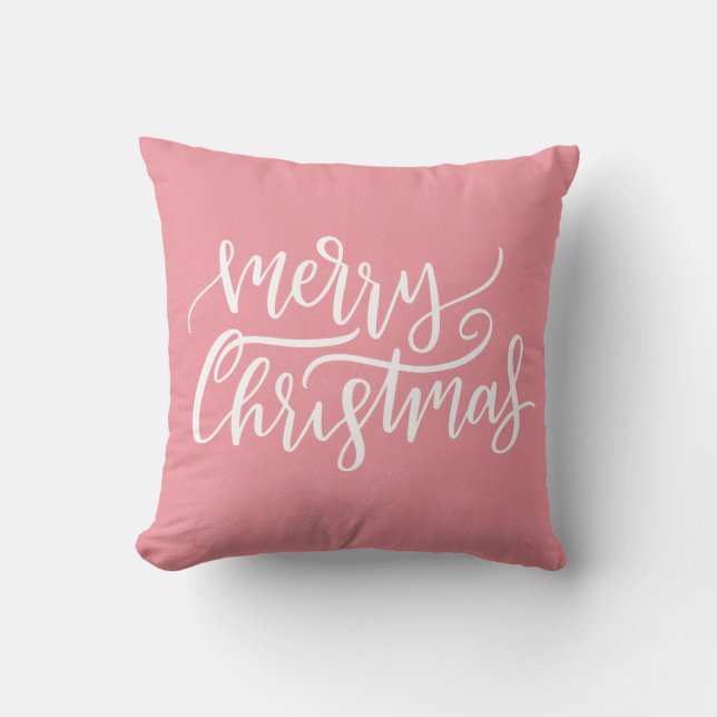 Cojín Decorativo Elegante caligrafía moderna rosa de navidad (Anverso)