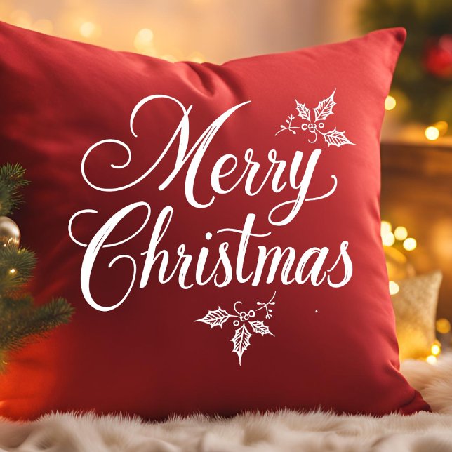 Cojín Decorativo Elegante caligrafía Script Feliz Navidad (Subido por el creador)