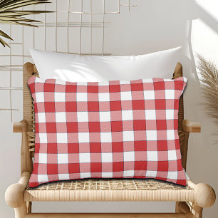 Cojín Decorativo Elegante campiña de picnic blanco rojo tachado