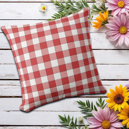 Cojín Decorativo Elegante campiña de picnic blanco rojo tachado