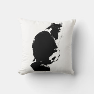 Cojín Decorativo Elegante Cat Back Silhouette Ink Art Pillow