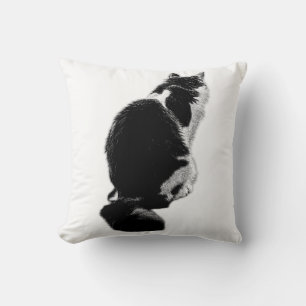 Cojín Decorativo Elegante Cat Back Silhouette Ink Art Pillow