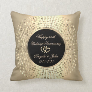 Cojín Decorativo Elegante Chic Puntos Dorados 50 Aniversario de Bod
