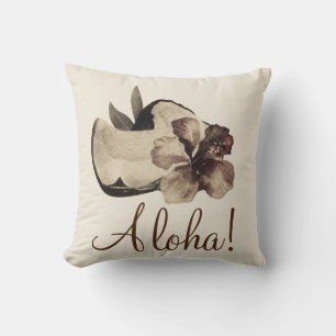 Cojín Decorativo Elegante Chic Tropical Vintage de Coco e Hibisco