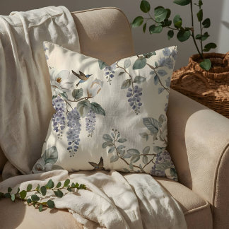 Cojín Decorativo Elegante Chinoiserie de Flores y Aves