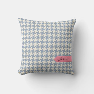 Cojín Decorativo Elegante clásico gris houndstooth con monograma