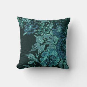 COJÍN DECORATIVO ELEGANTE COJINETE AZUL NEGRO FLORAL