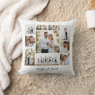 Cojín Decorativo Elegante collage de fotos de boda minimalista mode