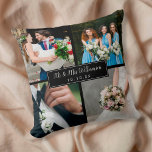 Cojín Decorativo Elegante Collage de fotos del Día de la Boda Perso<br><div class="desc">Personalice con sus cuatro fotos,  nombre y fecha especial boda favoritos para crear un collage de fotos,  memoria y regalo único. ¡Un bonito tesoro! Puede personalizar del fondo a su color favorito. Diseñado por Thisisnotme©</div>