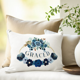Cojín Decorativo Elegante color de agua azul floral GRACED Inspirad